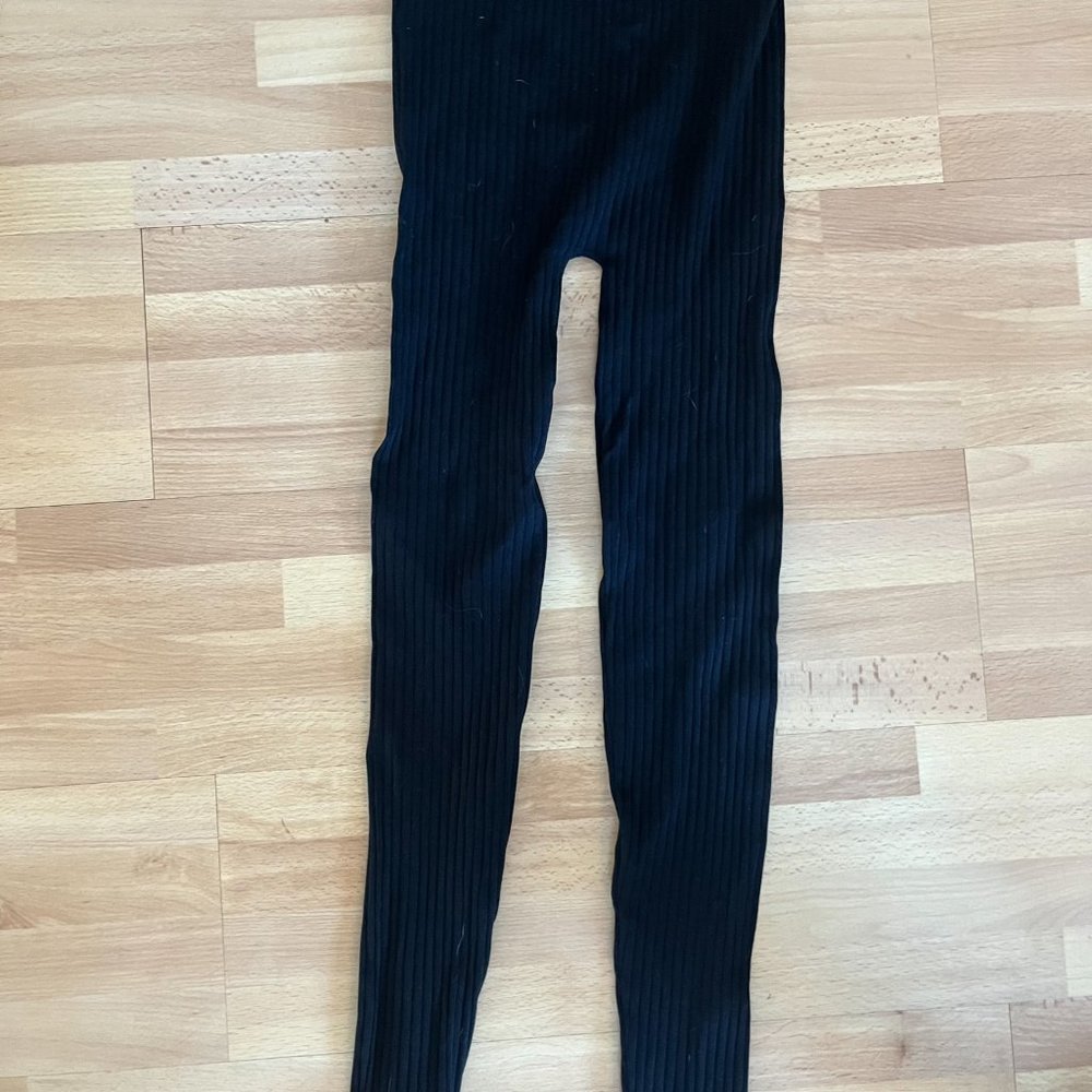 ZARA womens leggings small never worn ribbed black